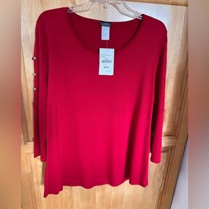 Elegant Red Long Sleeve Women's Top